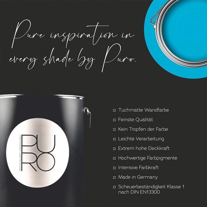 Peinture murale mate bleue 2,5L - Haute opacité - Jusqu'à -34% de remise