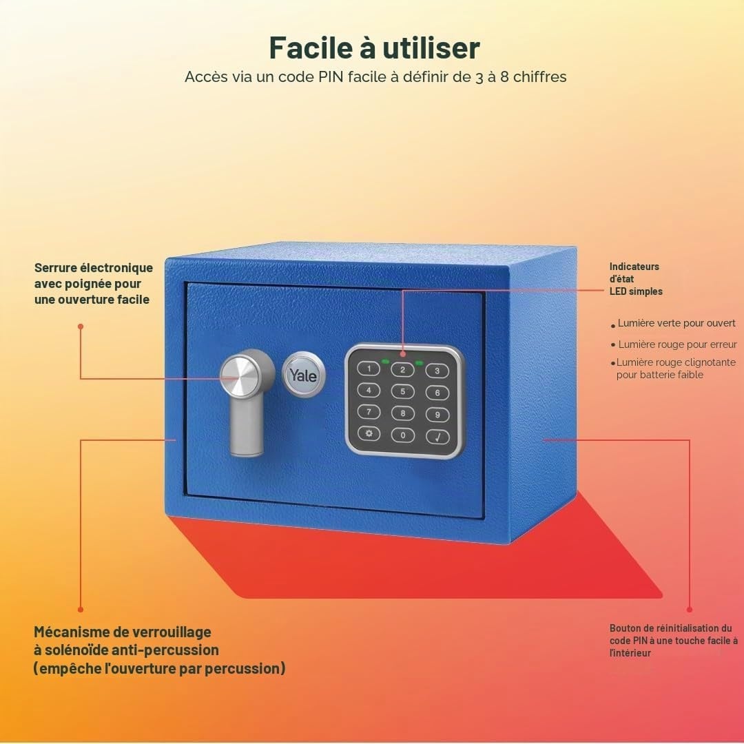 Mini coffre-fort électronique - Acier robuste - Jusqu'à -32% de remise