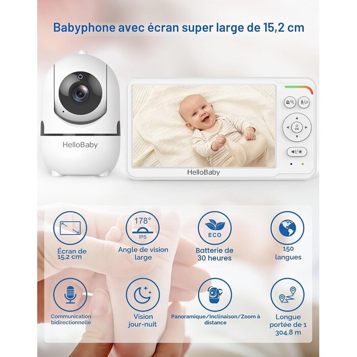 Babyphone Vidéo 6" avec vision nocturne - Jusqu'à 34% de réduction