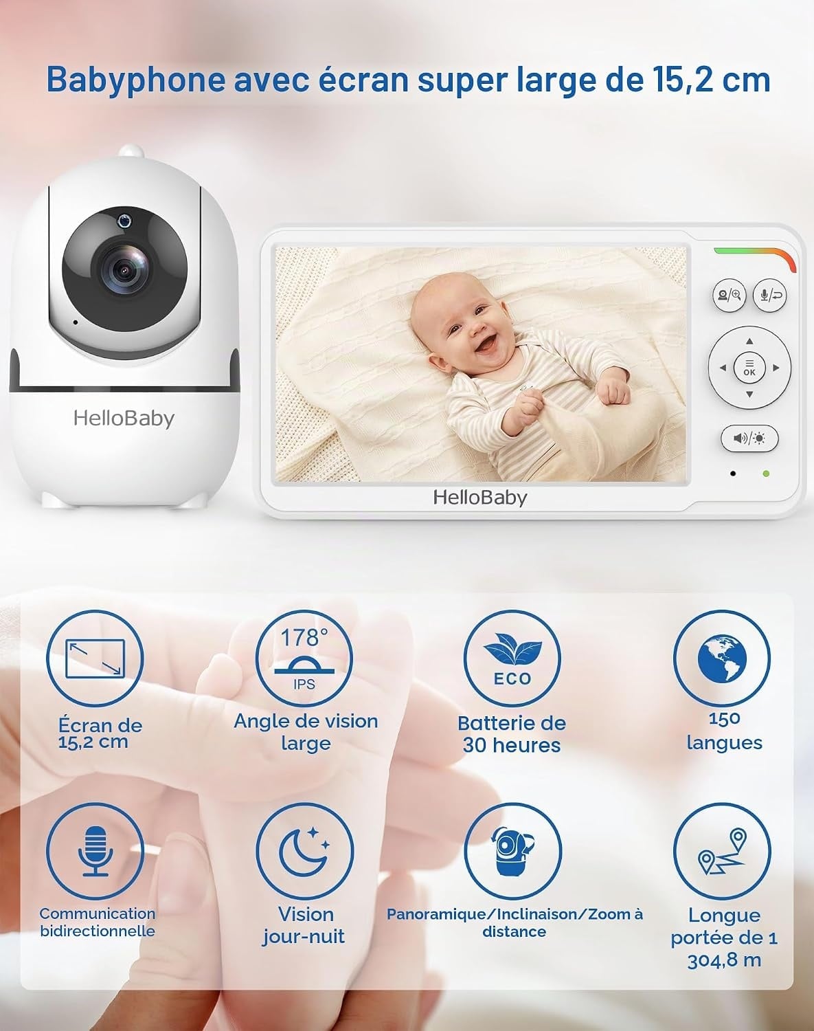 Babyphone Vidéo 6" avec vision nocturne - Jusqu'à 34% de réduction