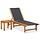 Bain de soleil avec table en acacia et textilène noir - Jusqu'à 35 % de remise