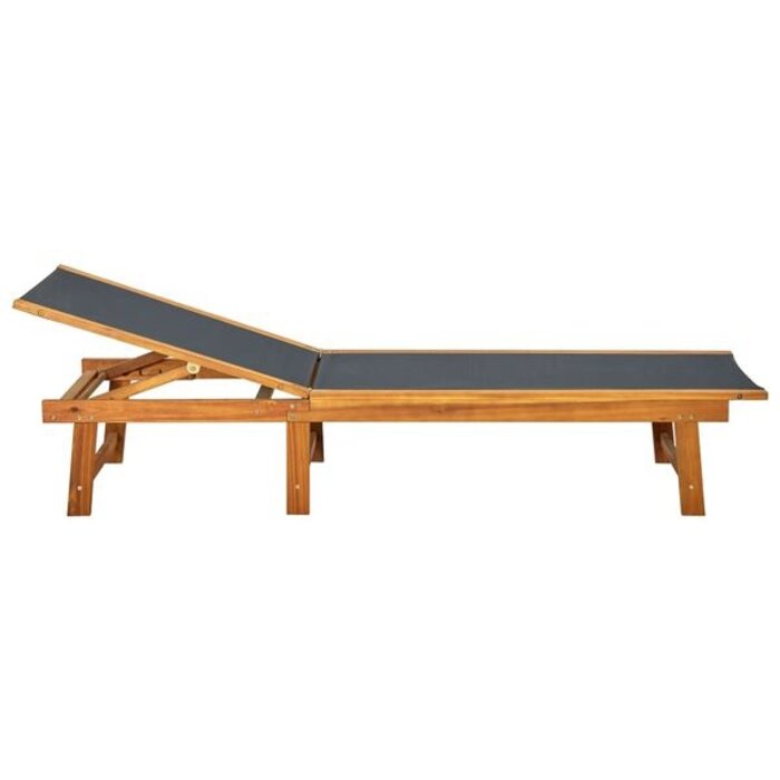 Vidaxl Bain de soleil avec table en acacia et textilène noir - Jusqu'à 35 % de remise