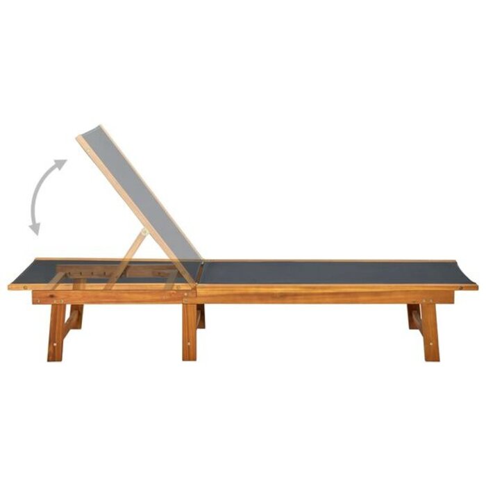 Vidaxl Bain de soleil avec table en acacia et textilène noir - Jusqu'à 35 % de remise