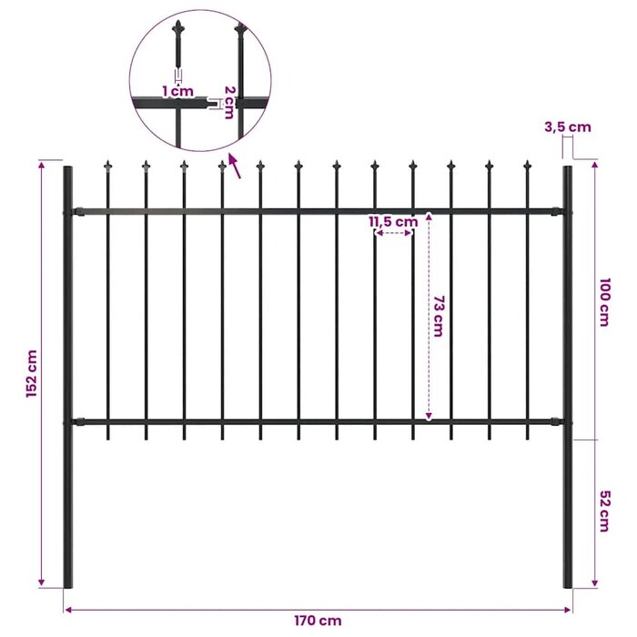 Vidaxl Clôture de jardin en acier noir 180x150cm - Jusqu'à 34% de réduction