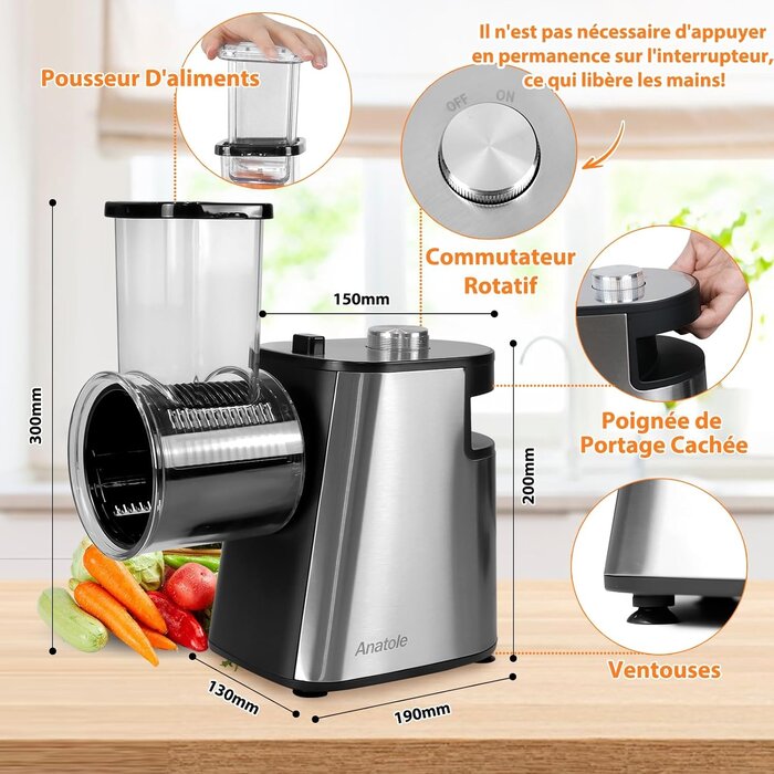 Râpe électrique 6-en-1 en acier inoxydable - Jusqu'à -34% sur le prix