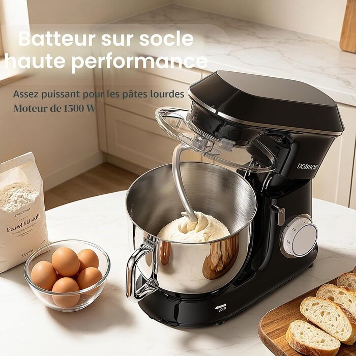 Robot Pâtissier Multifonction 9,5L 1500W - Noir - Jusqu'à -34%