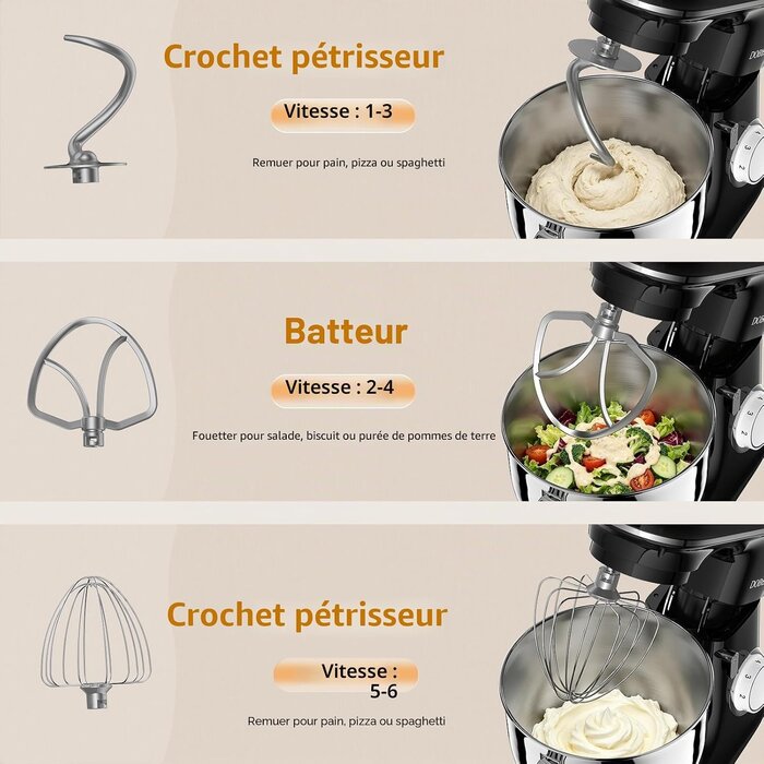 Robot Pâtissier Multifonction 9,5L 1500W - Noir - Jusqu'à -34%