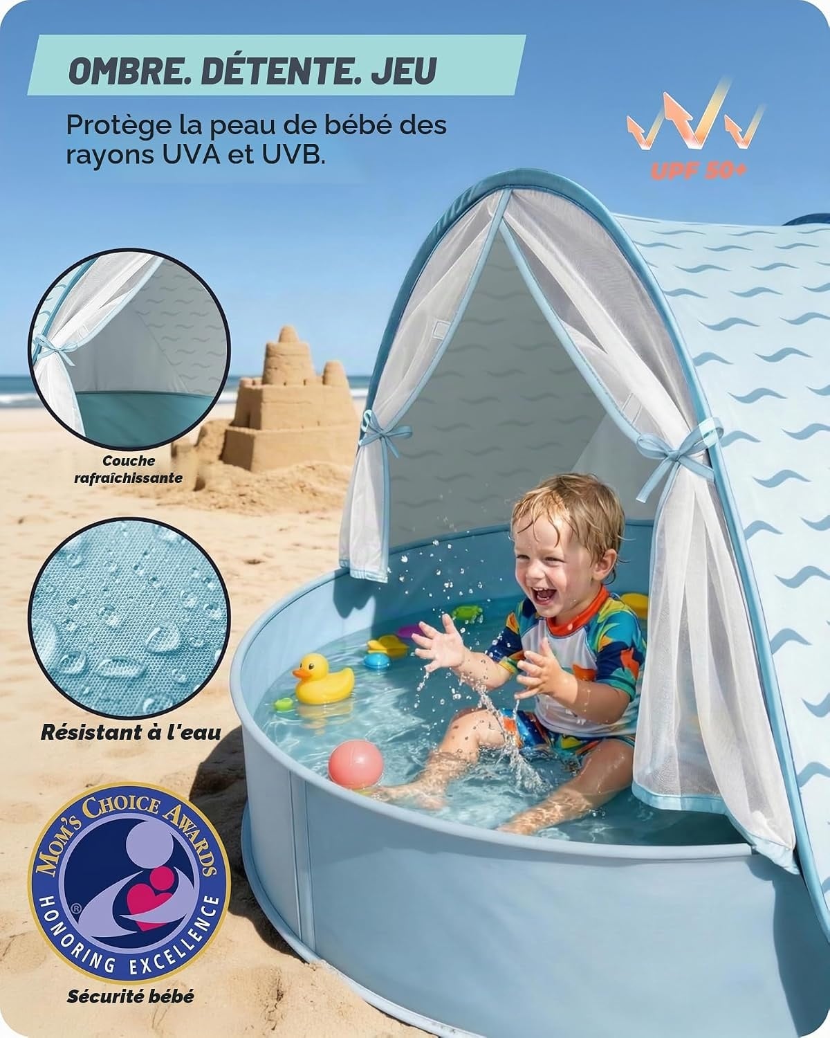 Tente de plage bébé pop-up 3-en-1 avec piscine - Jusqu'à -33%