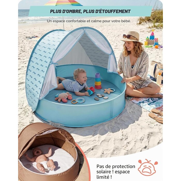 Tente de plage bébé pop-up 3-en-1 avec piscine - Jusqu'à -33%