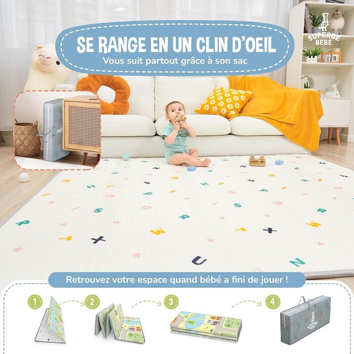 Tapis de jeu pliable en mousse XPE 150x180cm - Vert - Jusqu'à -32%