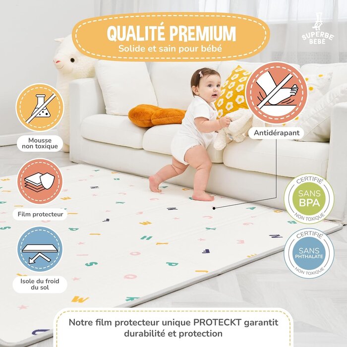 Tapis de jeu pliable en mousse XPE 150x180cm - Vert - Jusqu'à -32%