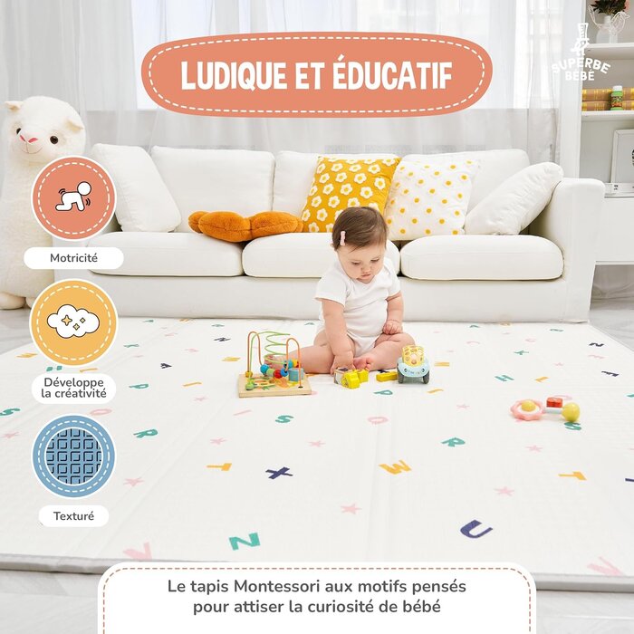 Tapis de jeu pliable en mousse XPE 150x180cm - Vert - Jusqu'à -32%