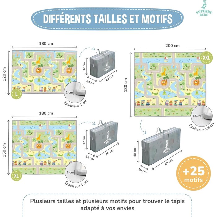Tapis de jeu pliable en mousse XPE 150x180cm - Vert - Jusqu'à -32%