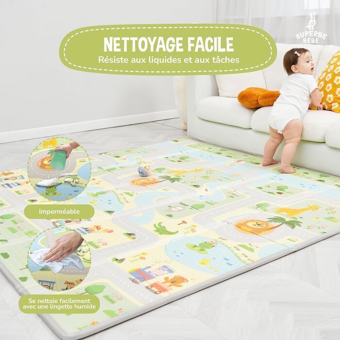 Tapis de jeu pliable en mousse XPE 150x180cm - Vert - Jusqu'à -32%