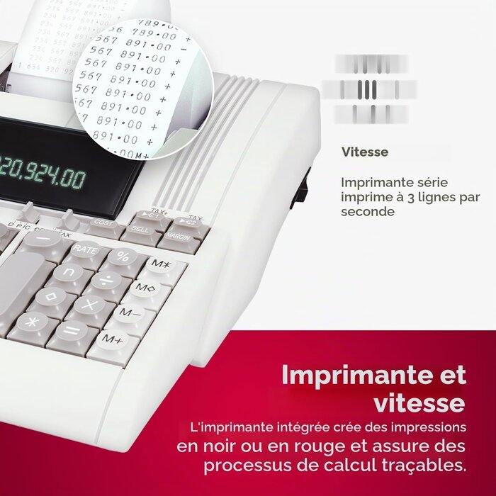 Calculatrice imprimante de bureau 12 chiffres - Jusqu'à 34% de remise