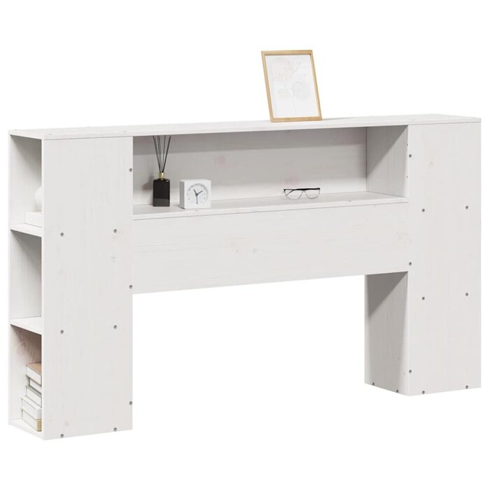 Vidaxl Tête de lit avec rangement 150 cm - Pin massif blanc - Jusqu'à 35% de réduction