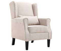 Vidaxl Fauteuil scandinave beige - Pieds chêne massif - Jusqu'à -35%