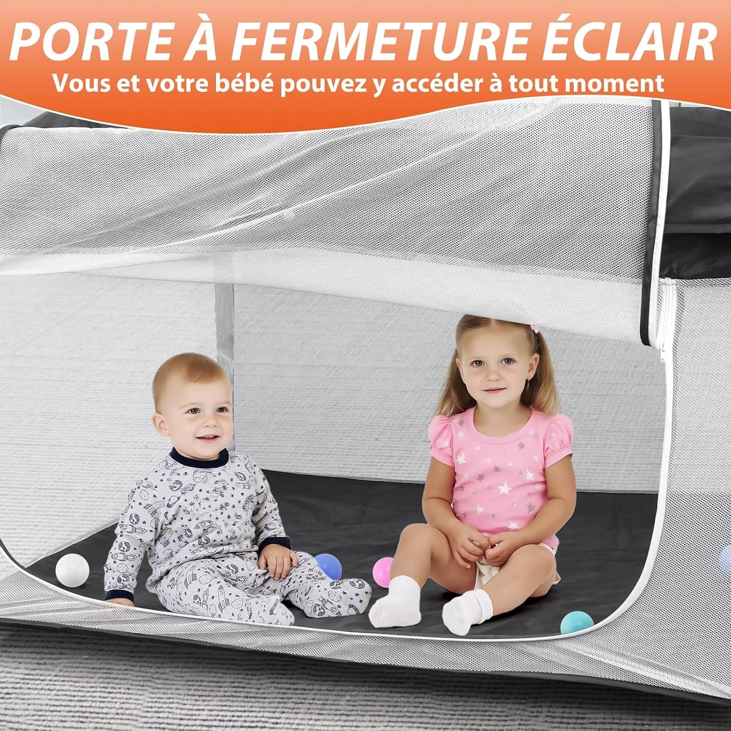 Parc bébé pliable 120x120cm - Gris - Jusqu'à 33% de réduction
