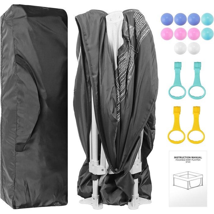 Parc bébé pliable 120x120cm - Gris - Jusqu'à 33% de réduction