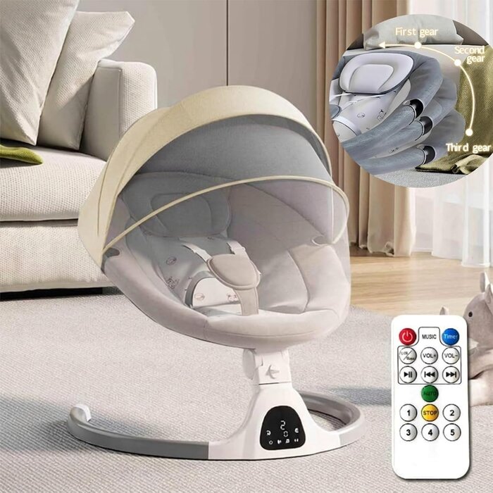 Balançoire électrique pour bébé - Beige - Jusqu'à -34%