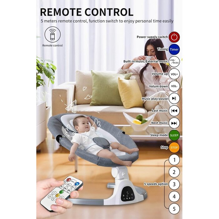 Balançoire électrique pour bébé - Beige - Jusqu'à -34%