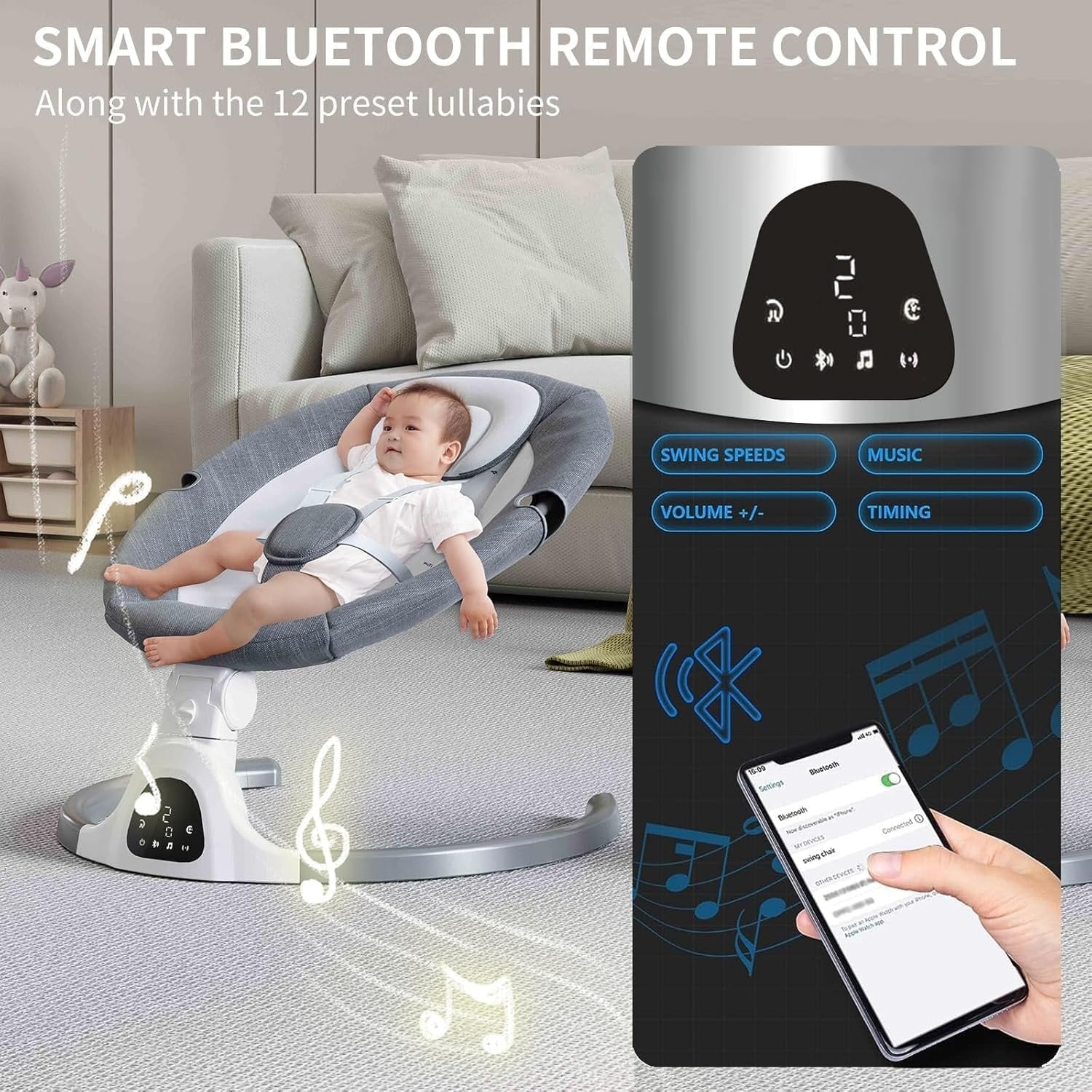Balançoire électrique pour bébé - Beige - Jusqu'à -34%