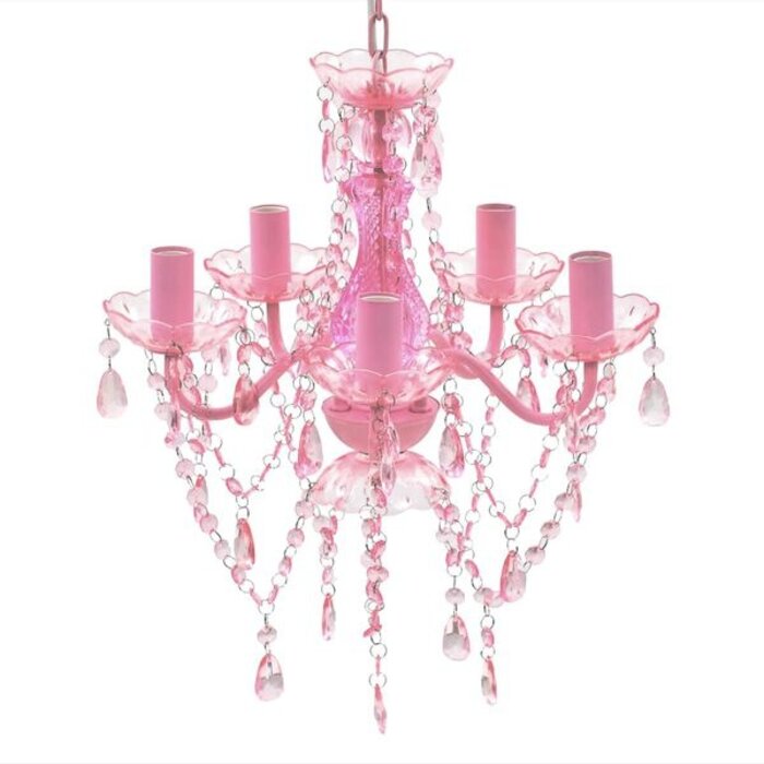 Vidaxl Lustre en cristal rose 5 ampoules - Ø38 cm - Jusqu'à -34%