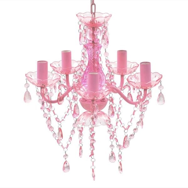 Vidaxl Lustre en cristal rose 5 ampoules - Ø38 cm - Jusqu'à -34%