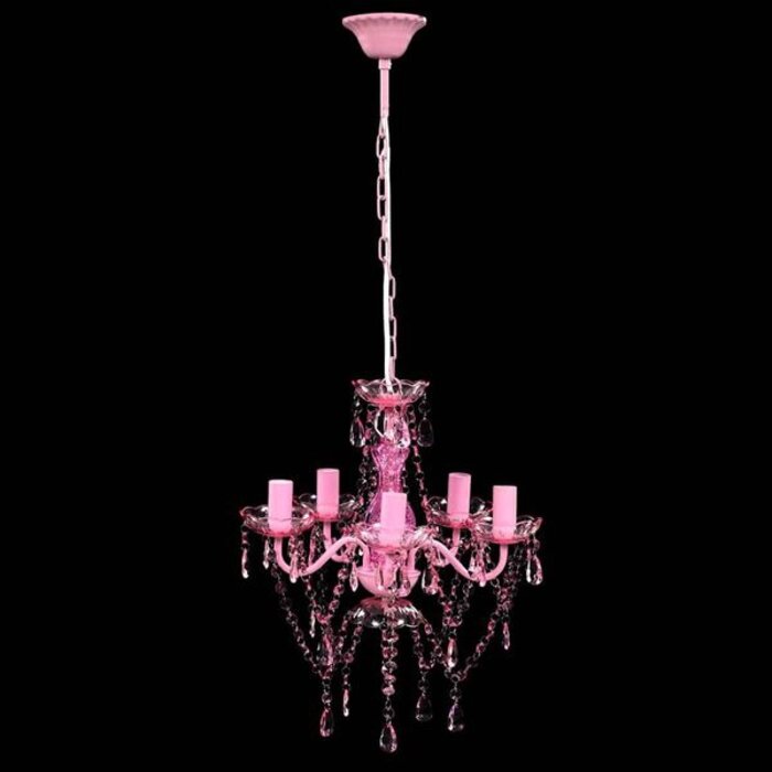 Vidaxl Lustre en cristal rose 5 ampoules - Ø38 cm - Jusqu'à -34%