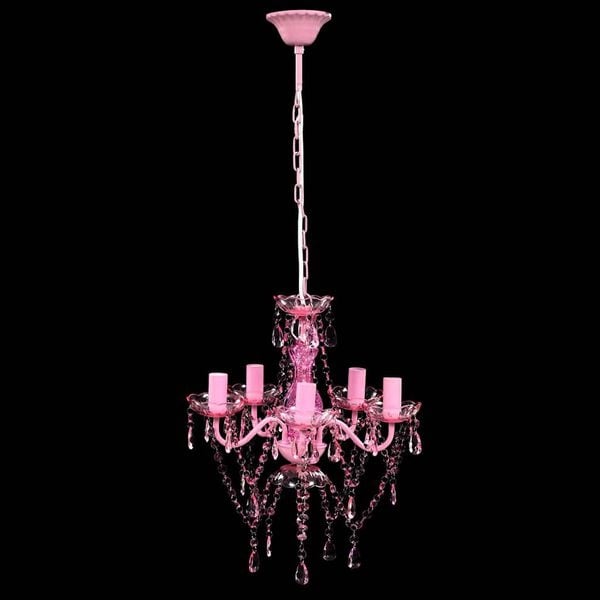 Vidaxl Lustre en cristal rose 5 ampoules - Ø38 cm - Jusqu'à -34%