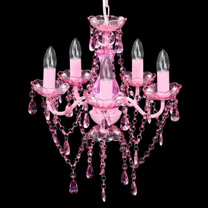 Vidaxl Lustre en cristal rose 5 ampoules - Ø38 cm - Jusqu'à -34%