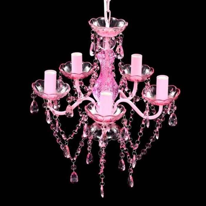 Vidaxl Lustre en cristal rose 5 ampoules - Ø38 cm - Jusqu'à -34%