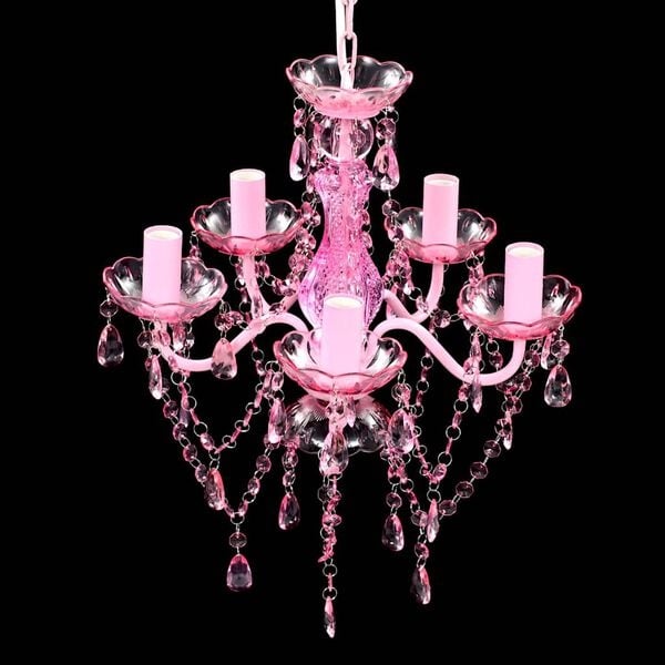 Vidaxl Lustre en cristal rose 5 ampoules - Ø38 cm - Jusqu'à -34%