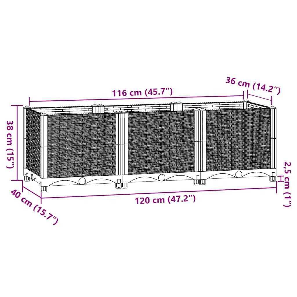 Vidaxl Bac de jardin surélevé noir 120cm - Jusqu'à -33% sur l'outlet