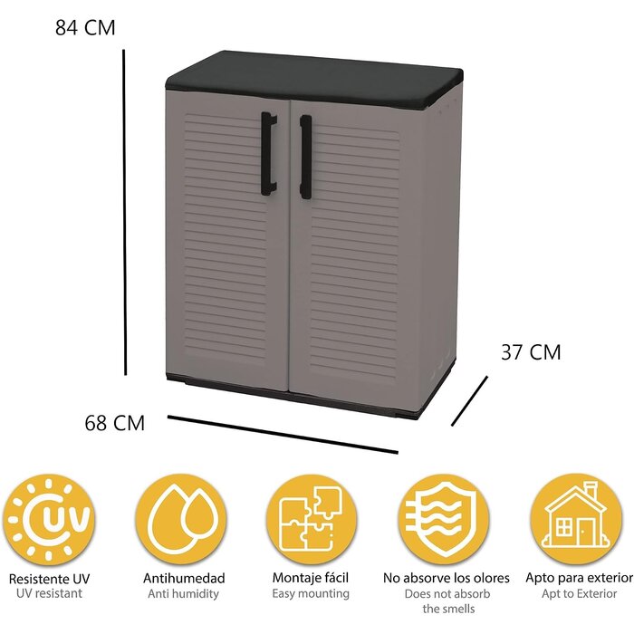 Armoire basse de rangement grise 68x84cm - Jusqu'à -34% sur le prix neuf