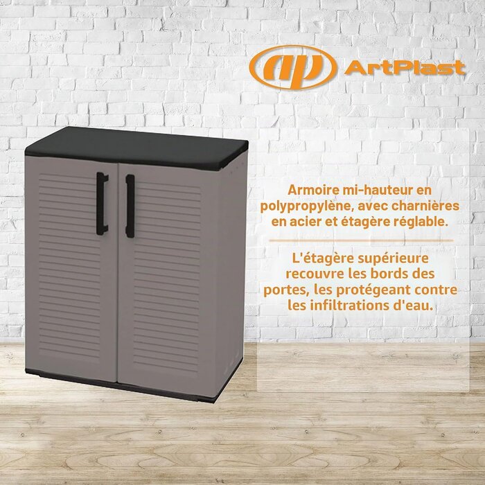 Armoire basse de rangement grise 68x84cm - Jusqu'à -34% sur le prix neuf