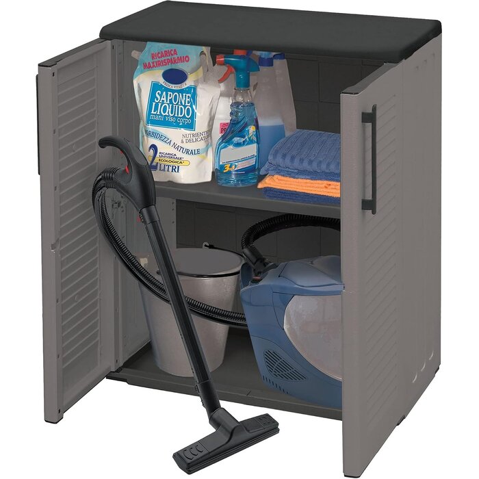 Armoire basse de rangement grise 68x84cm - Jusqu'à -34% sur le prix neuf