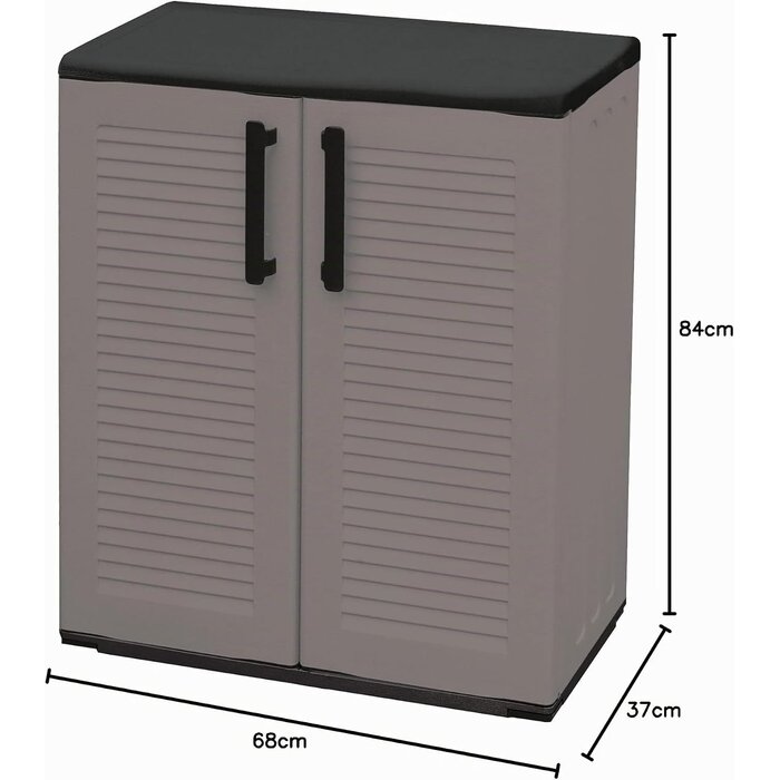 Armoire basse de rangement grise 68x84cm - Jusqu'à -34% sur le prix neuf