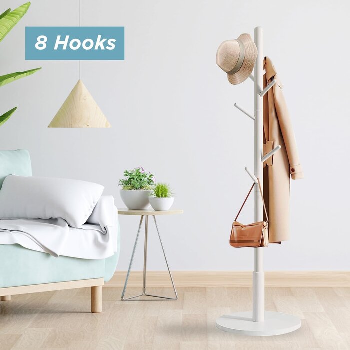 Portemanteau sur pied en bois blanc réglable - Jusqu'à -32%