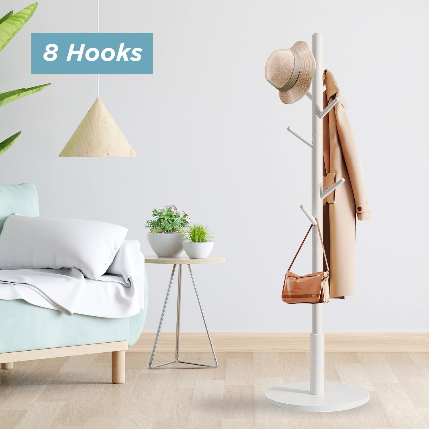 Portemanteau sur pied en bois blanc réglable - Jusqu'à -32%