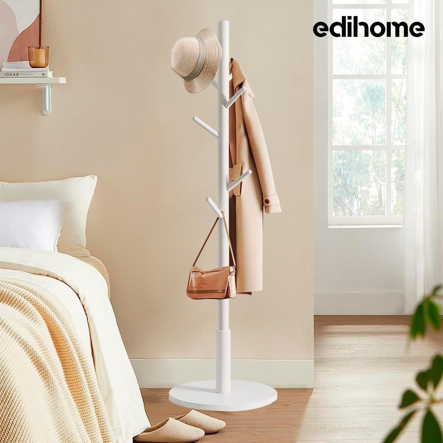Portemanteau sur pied en bois blanc réglable - Jusqu'à -32%