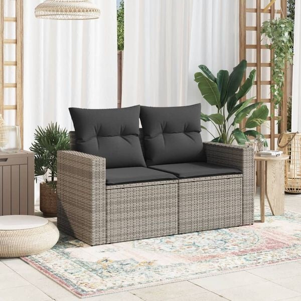 Vidaxl Banc de jardin 2 places en polyrotin gris - Jusqu'à 35% de remise
