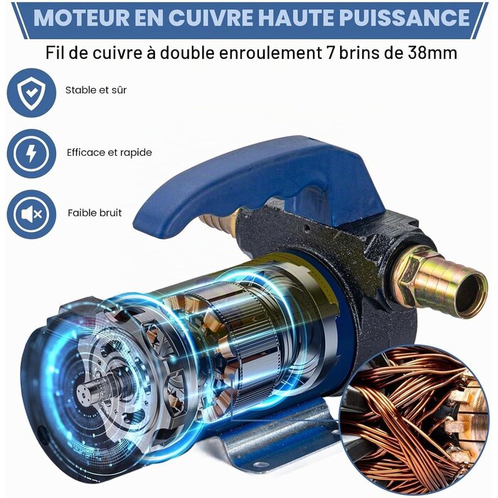 Pompe de transfert diesel 12V 45L/min - Moteur cuivre - Jusqu'à -28%