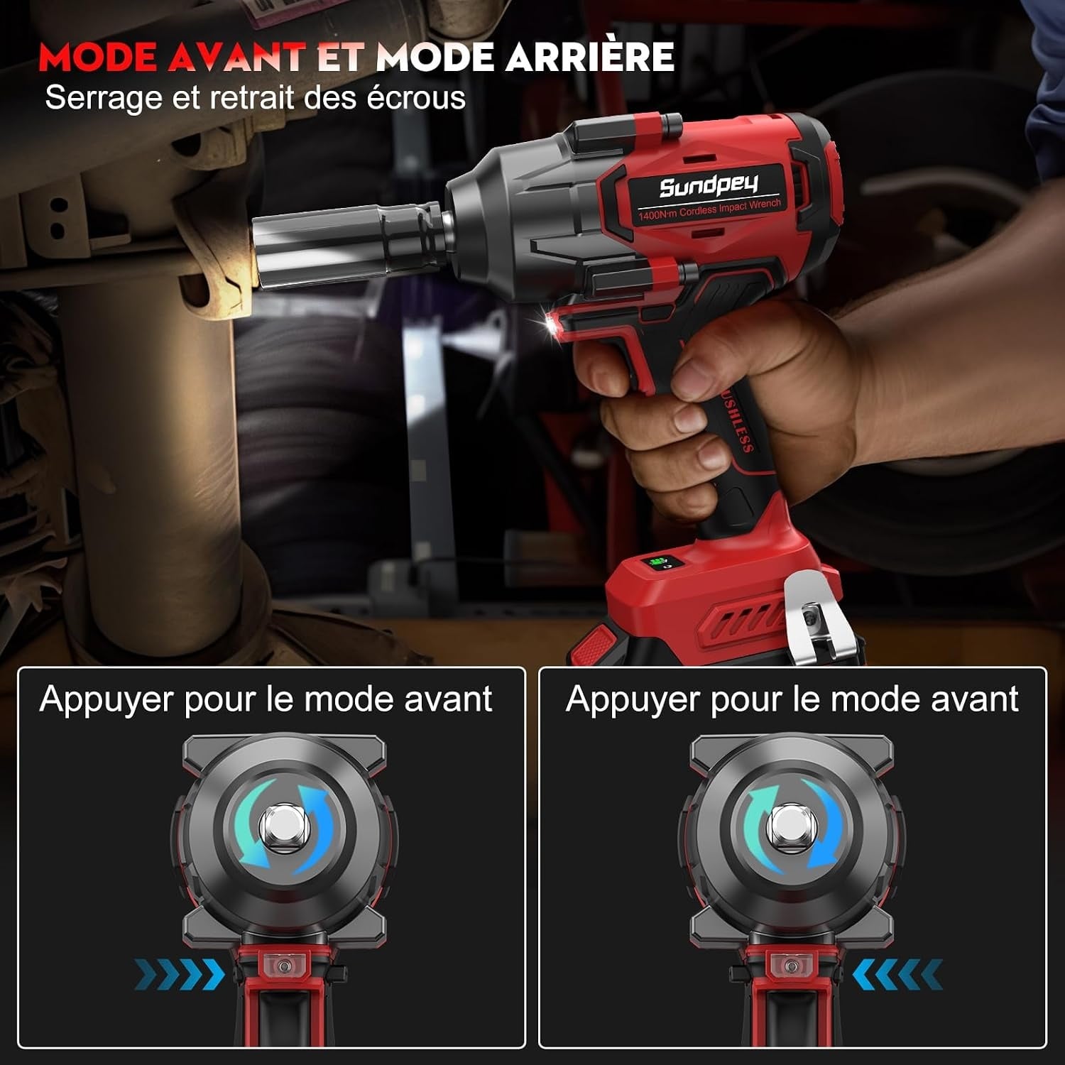 Clé à chocs sans fil 1400 Nm - Kit complet avec 2 batteries - Jusqu'à -29%