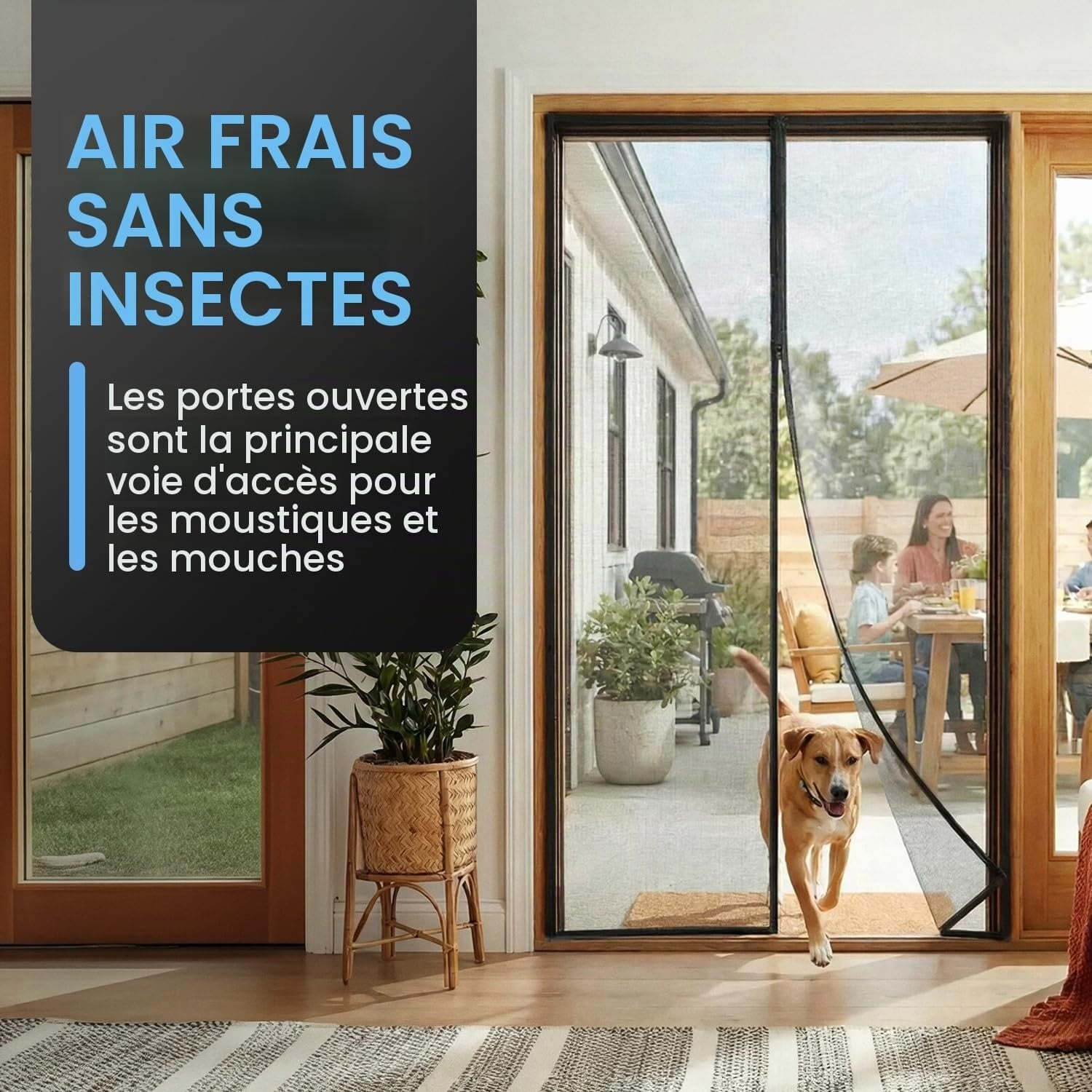 Moustiquaire de porte 130x220cm en fibre de verre - Jusqu'à 32% de remise