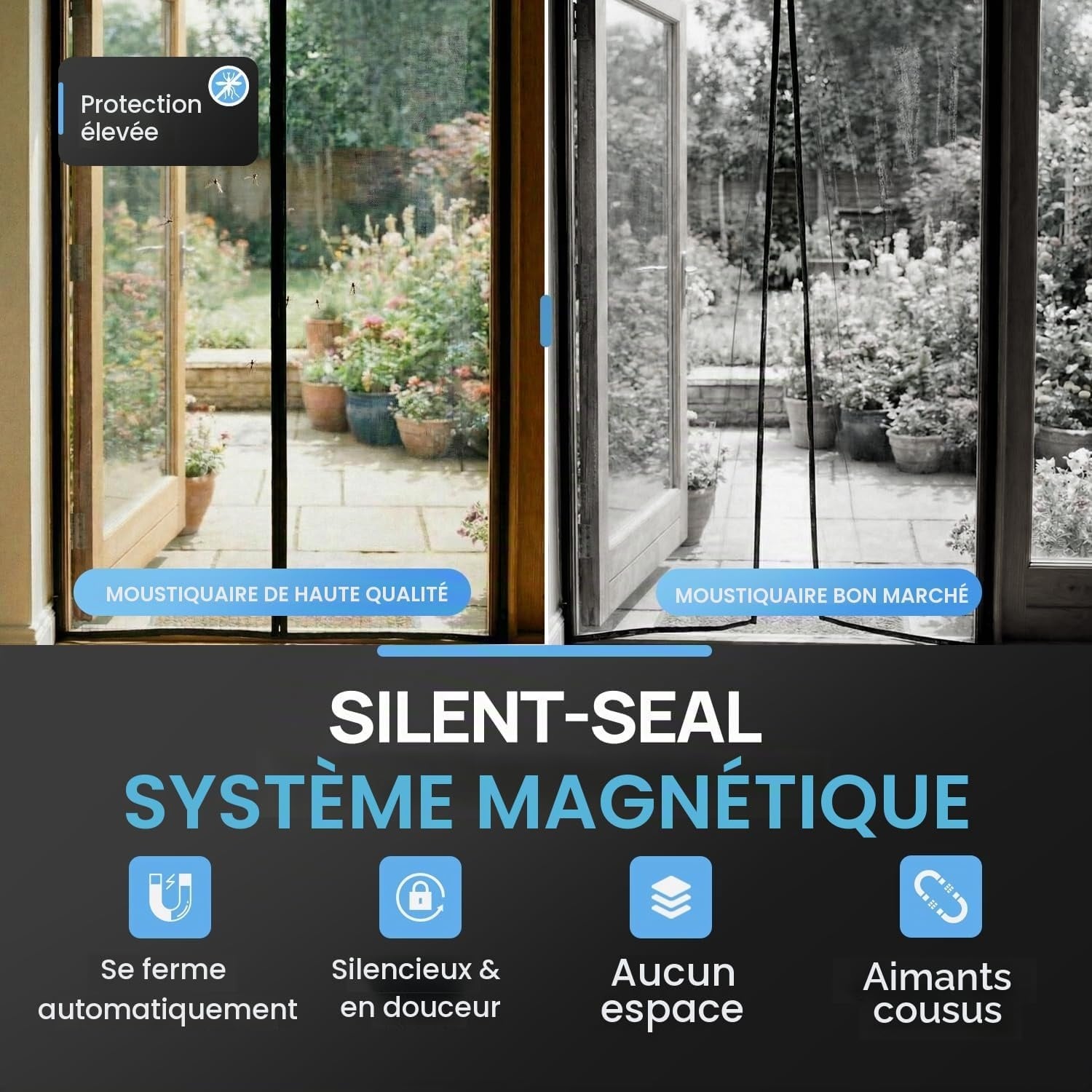 Moustiquaire de porte 130x220cm en fibre de verre - Jusqu'à 32% de remise