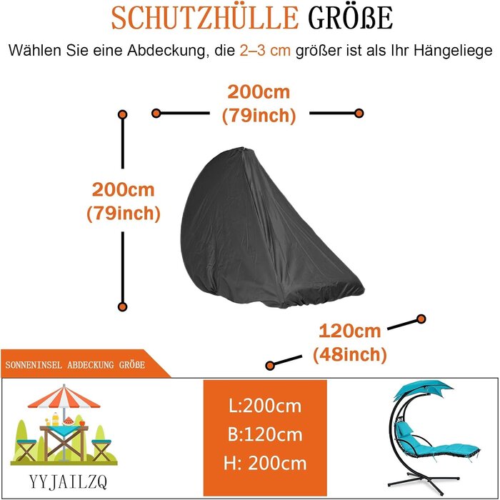 Housse pour fauteuil suspendu 200x120x200 cm - Imperméable - Jusqu'à -32%
