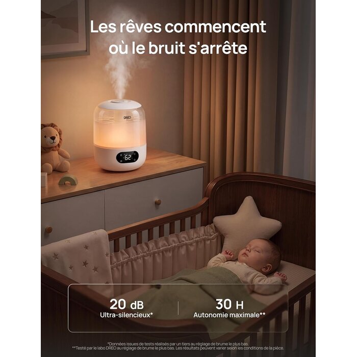 Humidificateur Ultrasonique 3L pour Chambre d'Enfant - Jusqu'à -33%
