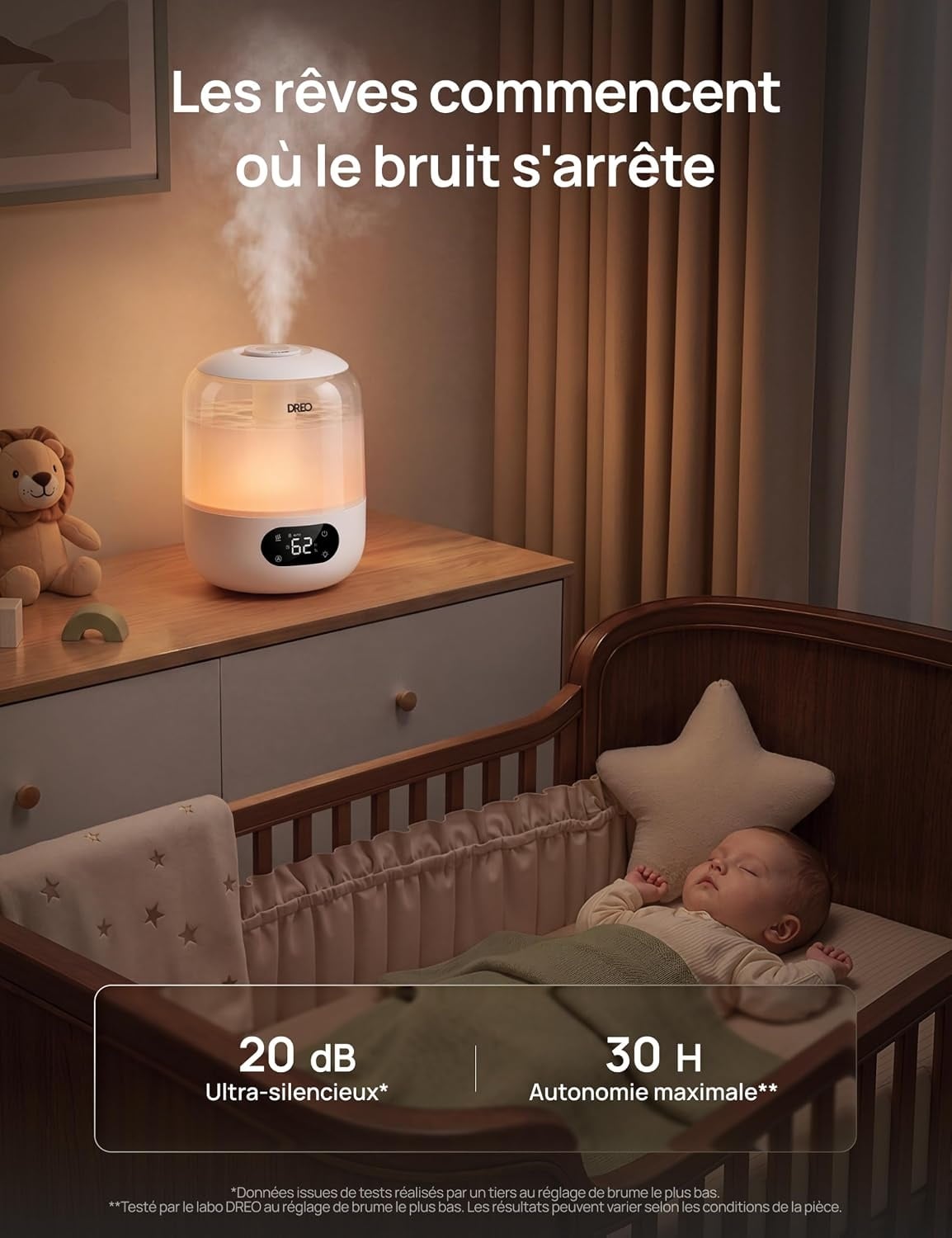 Humidificateur Ultrasonique 3L pour Chambre d'Enfant - Jusqu'à -33%