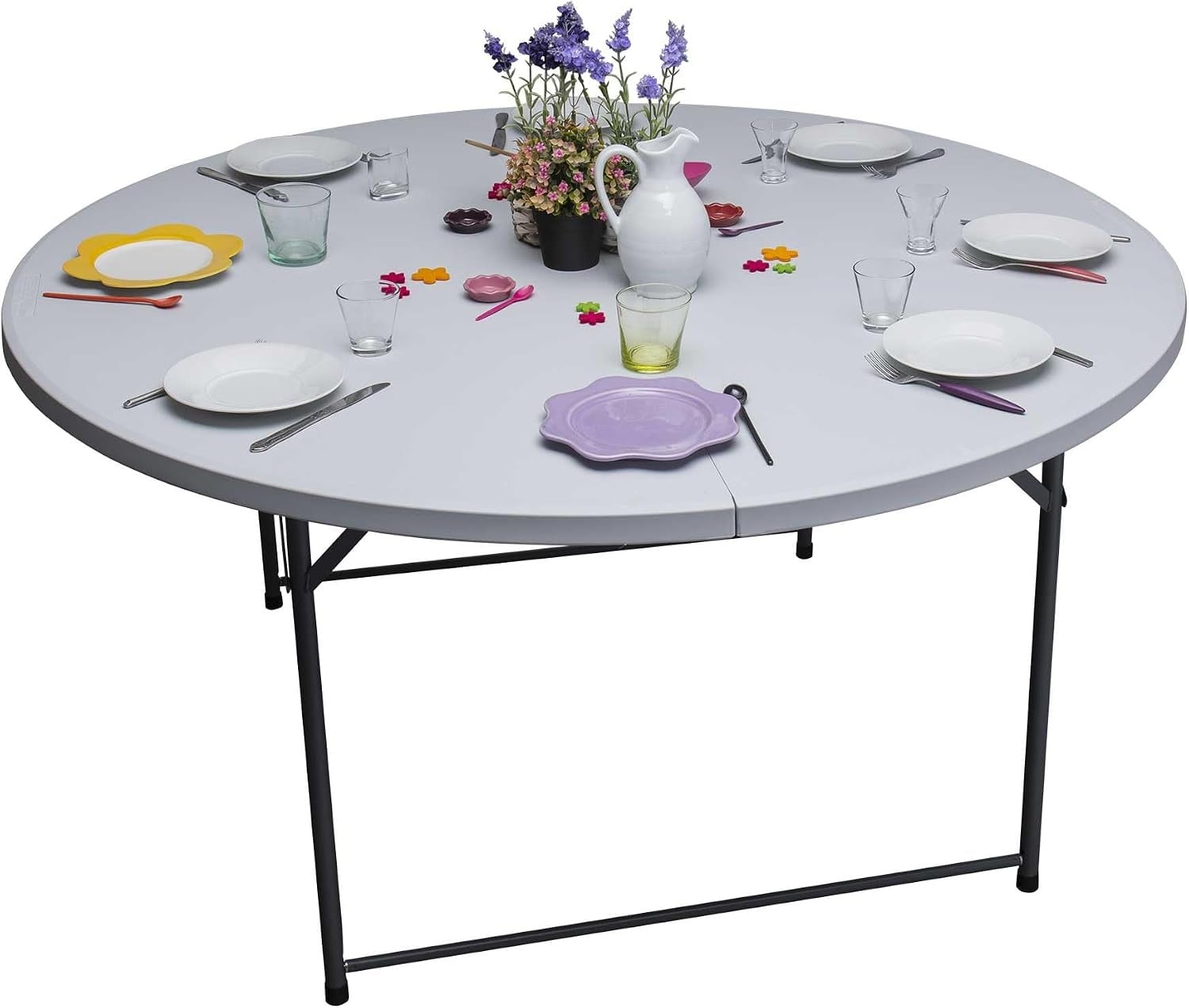 Table pliante ronde Ø 150 cm - Blanche - Jusqu'à -34% de remise